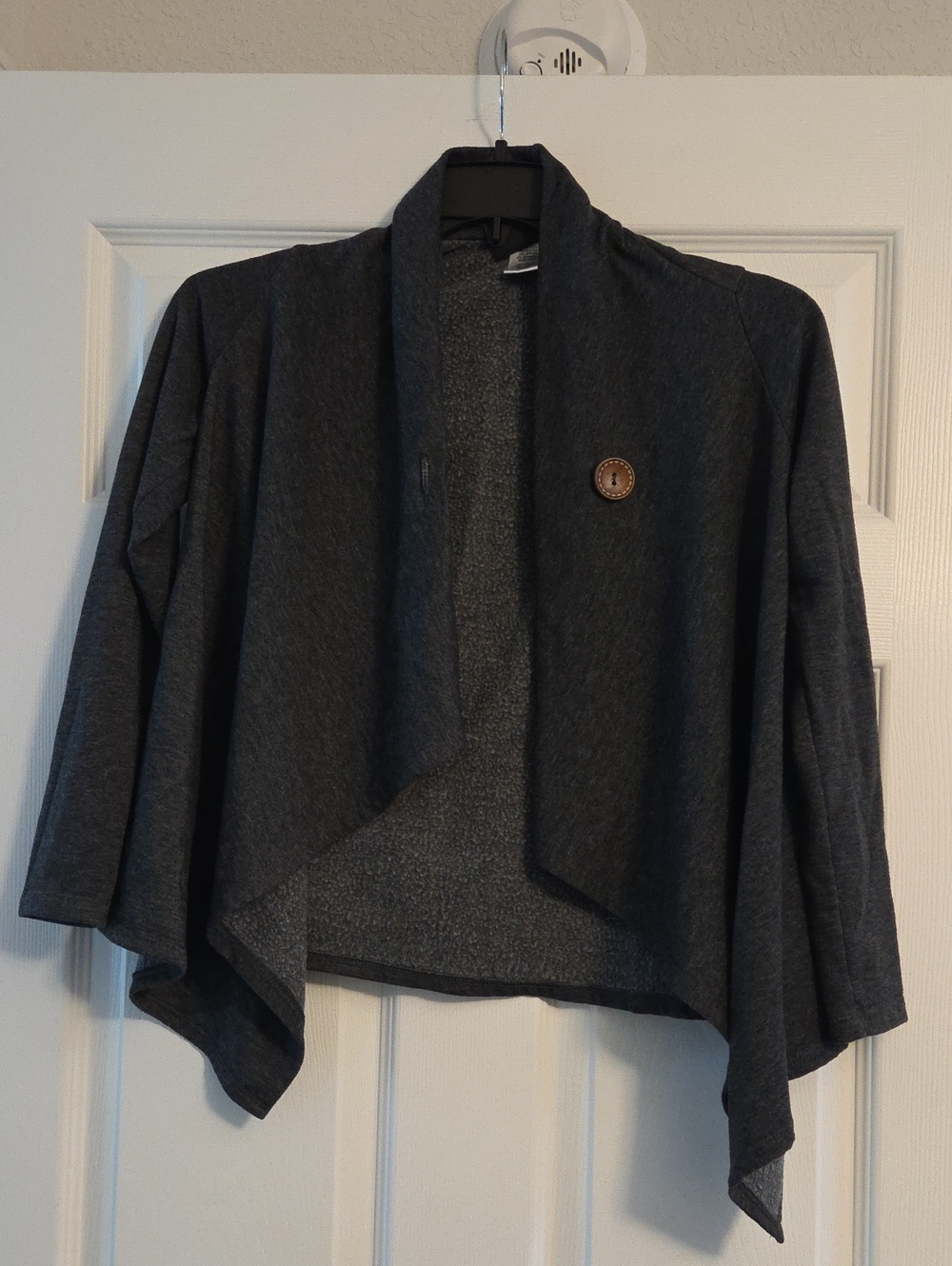 bobeau Dark Charcoal Open Front Draped Cardigan with Button